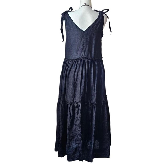 Replay Black Whimsygoth Tiered Dress with Tie Shoulder Strap Bows - Size Small - Picture 6 of 9